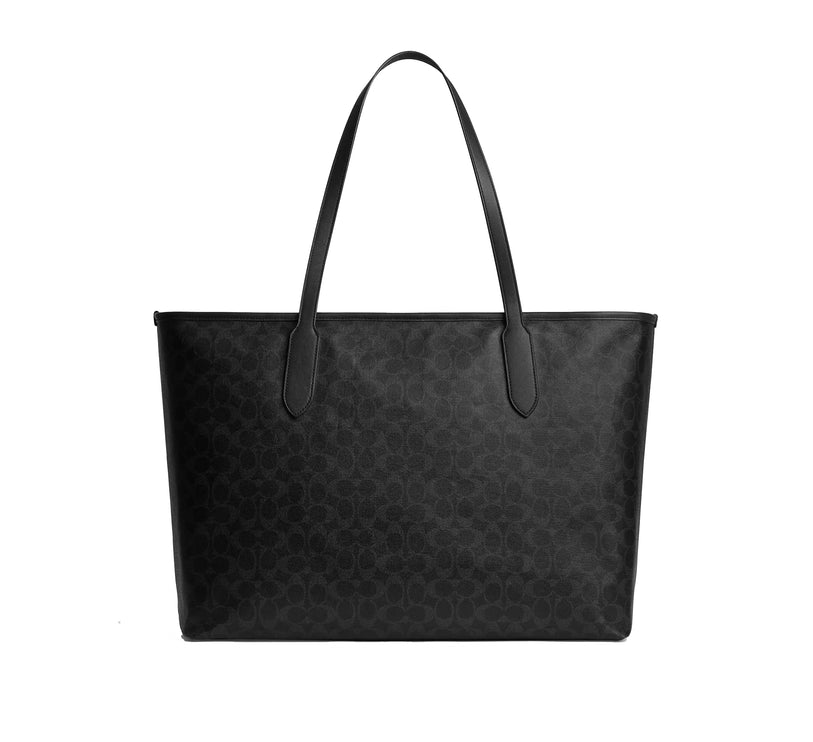 Coach Women's City Tote Bag 47 In Signature Cotton Matte Black/Black