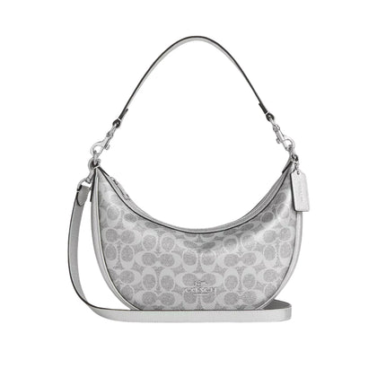 Coach Women's Aria Shoulder Bag In Signature Canvas Silver/Gray/Silver