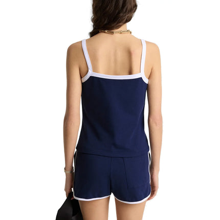 Sporty & Rich Women's Crown Tennis Pique Tank Navy/White