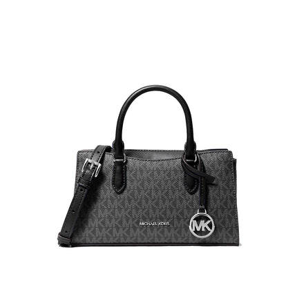 Michael Kors Women's Arden Small Signature Logo Messenger Bag Silver/Black