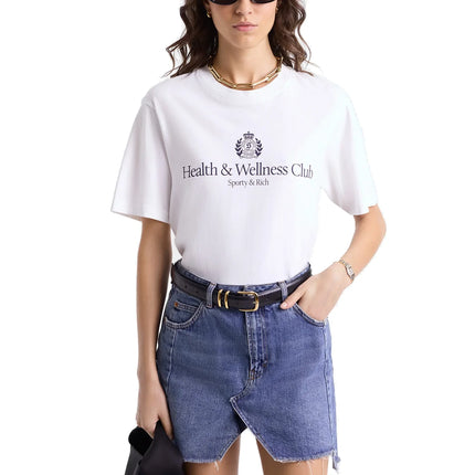 Sporty & Rich Women's H&W Crest T-Shirt White/Navy