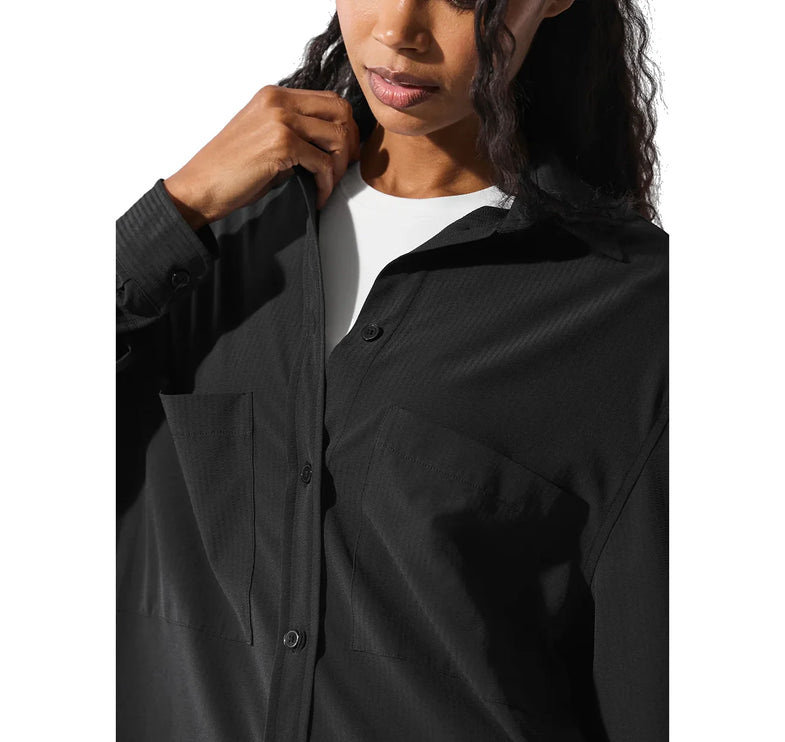 alo Women's Dreamscape Button Down Long Sleeve Black