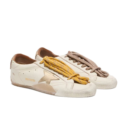 Golden Goose Women's True Star in White Nappa Leather with Gold Star and Beige