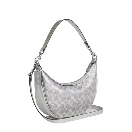 Coach Women's Aria Shoulder Bag In Signature Canvas Silver/Gray/Silver