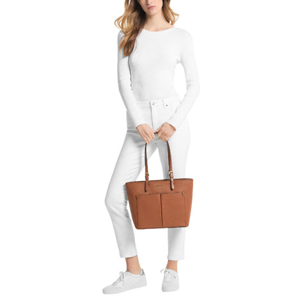 Michael Kors Women's Jet Set Medium Pocket Tote Bag Luggage