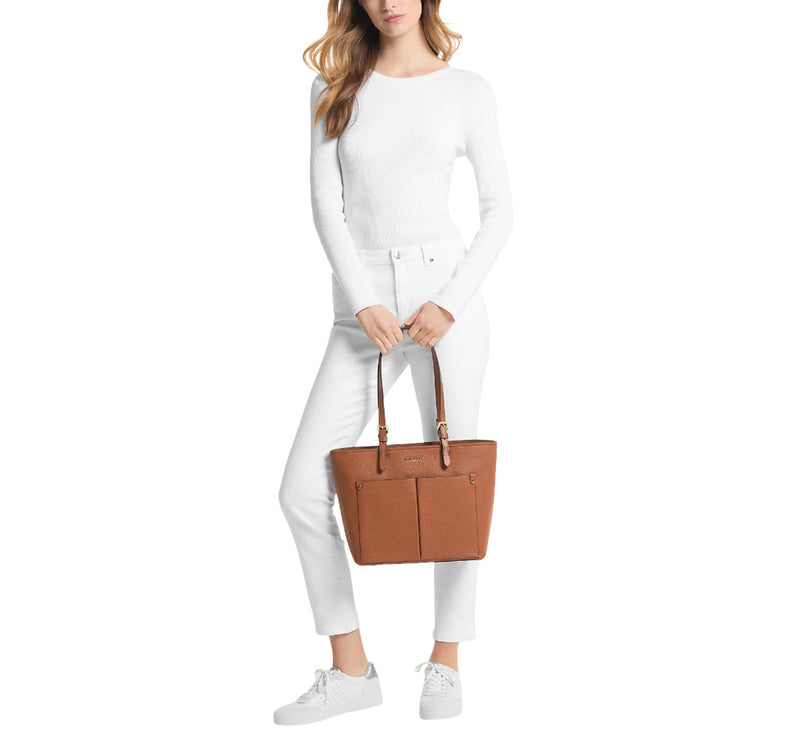 Michael Kors Women's Jet Set Medium Pocket Tote Bag Luggage