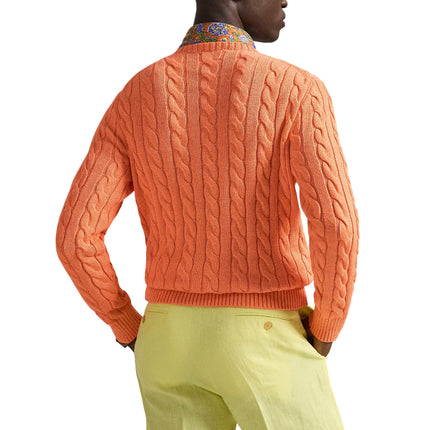 Polo Ralph Lauren Men's Cable-Knit Cotton Sweater Latana Orange Heather