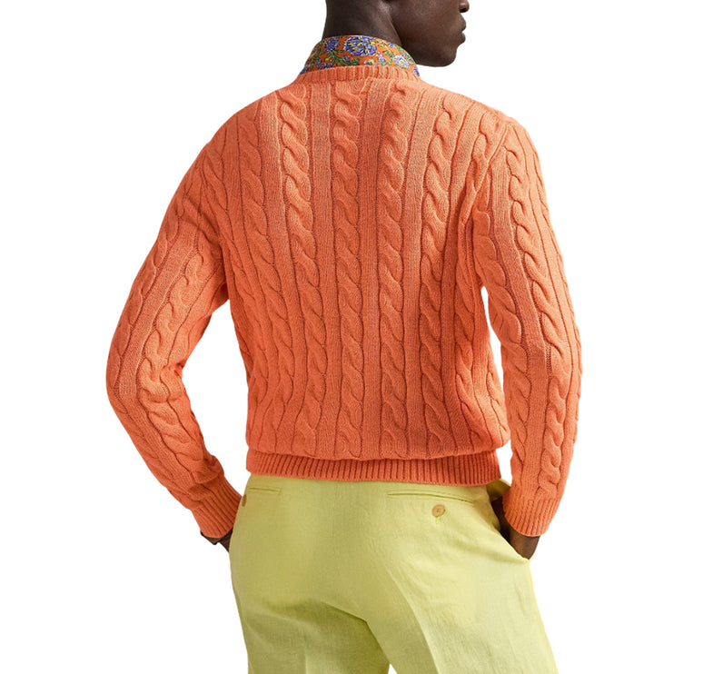 Polo Ralph Lauren Men's Cable-Knit Cotton Sweater Latana Orange Heather