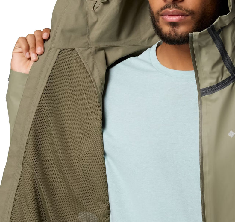 Columbia Men's Reign No Shine Rain Jacket Stone Green