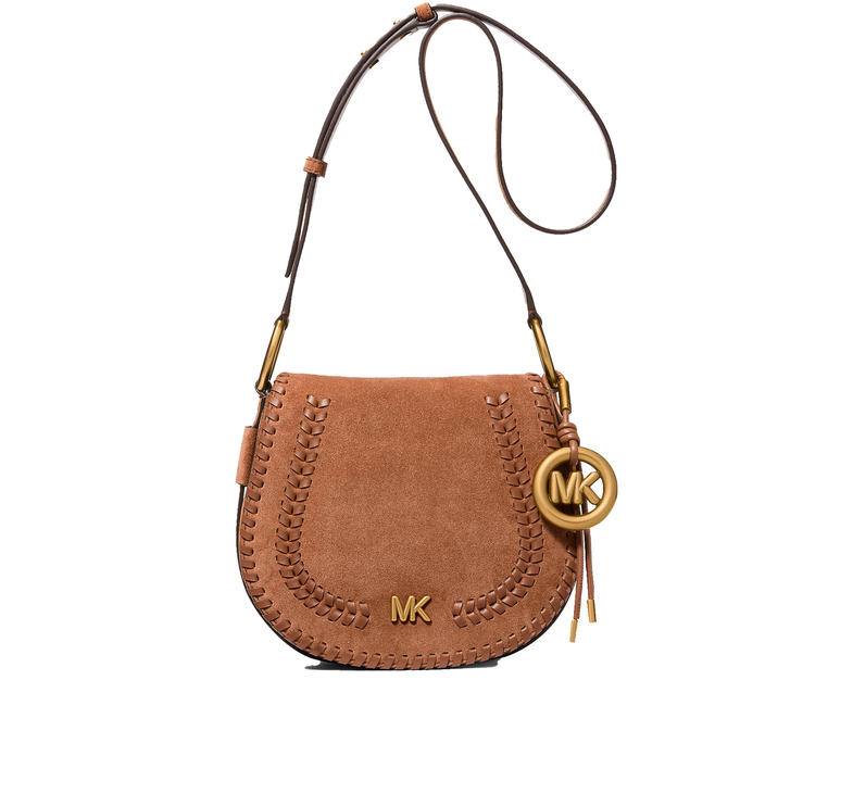 Michael Kors Women's Josie Medium Whipstitched Suede Saddle Bag Luggage/Gold