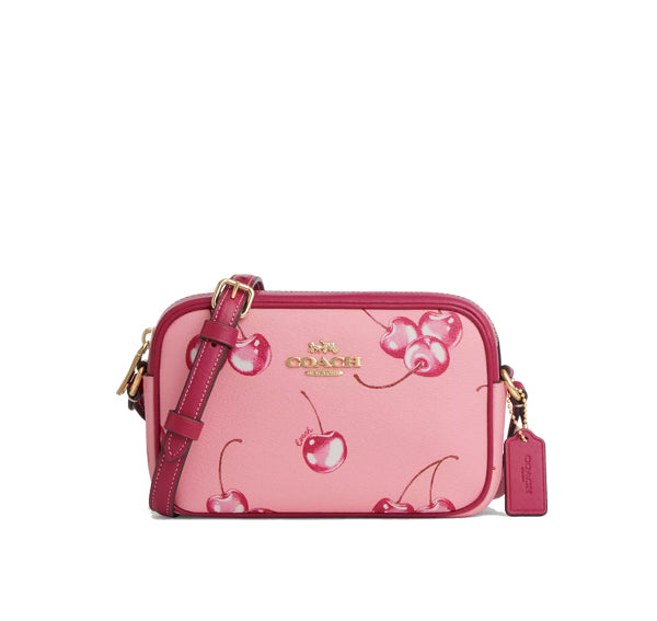 Coach Women's Mini Jamie Camera Bag With Cherry Print Gold/Flower Pink/Bright Violet