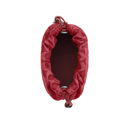Coach Women's Faye Mini Drawstring Bag In Signature Denim Silver/True Red