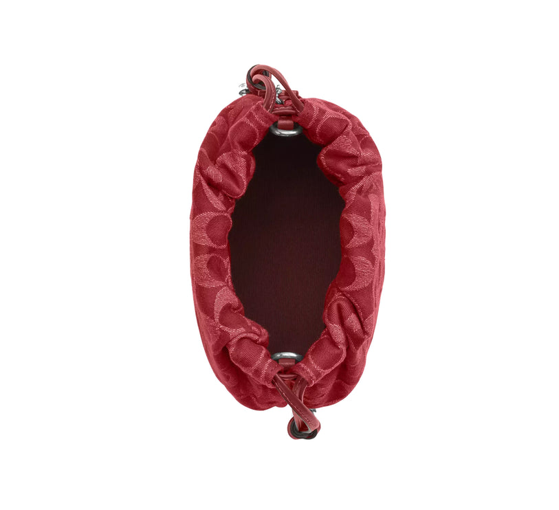 Coach Women's Faye Mini Drawstring Bag In Signature Denim Silver/True Red