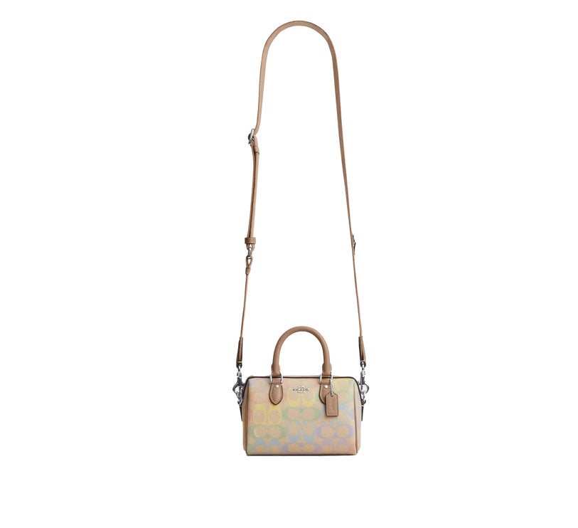 Coach Women's Mini Rowan Crossbody Bag In Rainbow Signature Canvas Silver