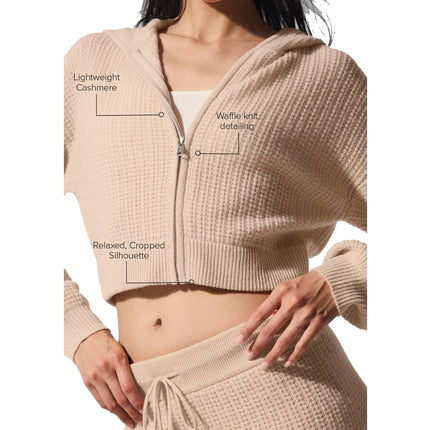 alo Women's Cashmere Plush Waffle Full Zip Hoodie Macadamia Blush