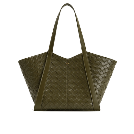 JW PEI Women's Kiana Large Capacity Weave Texture Tote Bag - Dark Olive