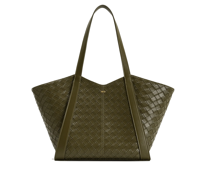 JW PEI Women's Kiana Large Capacity Weave Texture Tote Bag - Dark Olive