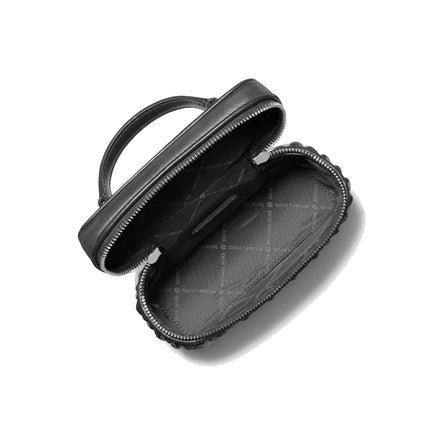 Michael Kors Women's Vivi Small Matelassé Burnished Vanity Crossbody Bag Black/Silver