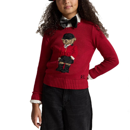 Polo Ralph Lauren Girl's Polo Bear Sweater Eaton Red