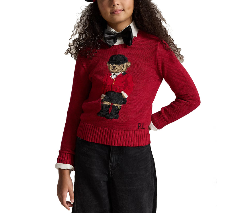 Polo Ralph Lauren Girl's Polo Bear Sweater Eaton Red