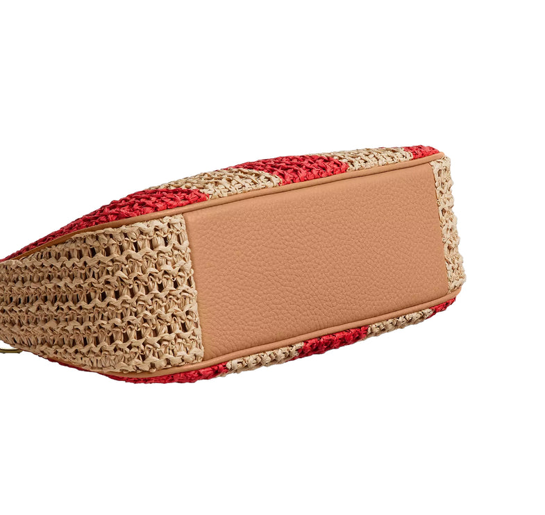 Coach Women's Teri Shoulder Bag With Stripes And Charm Gold/Red/Tan