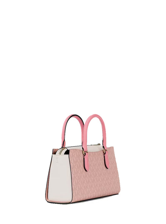 Michael Kors Women's Arden Small Color-Block Signature Logo Messenger Bag Powder Blush Multi