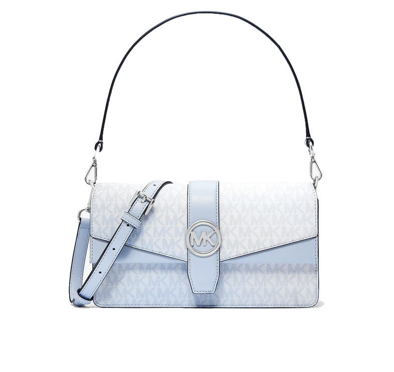 Michael Kors Women's Greenwich Medium Signature Logo Shoulder Bag Pale Ocean