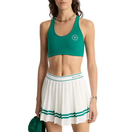 Sporty & Rich Women's Italic Logo Pleated Skirt White/Alpine