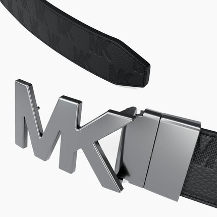 Michael Kors Men's Reversible Logo Embossed Leather Buckle Belt Black/Brown
