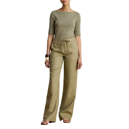 Polo Ralph Lauren Women's Linen Wide-Leg Pant Light Agave