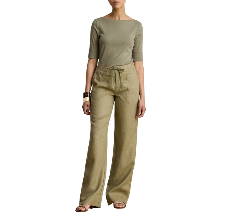 Polo Ralph Lauren Women's Linen Wide-Leg Pant Light Agave