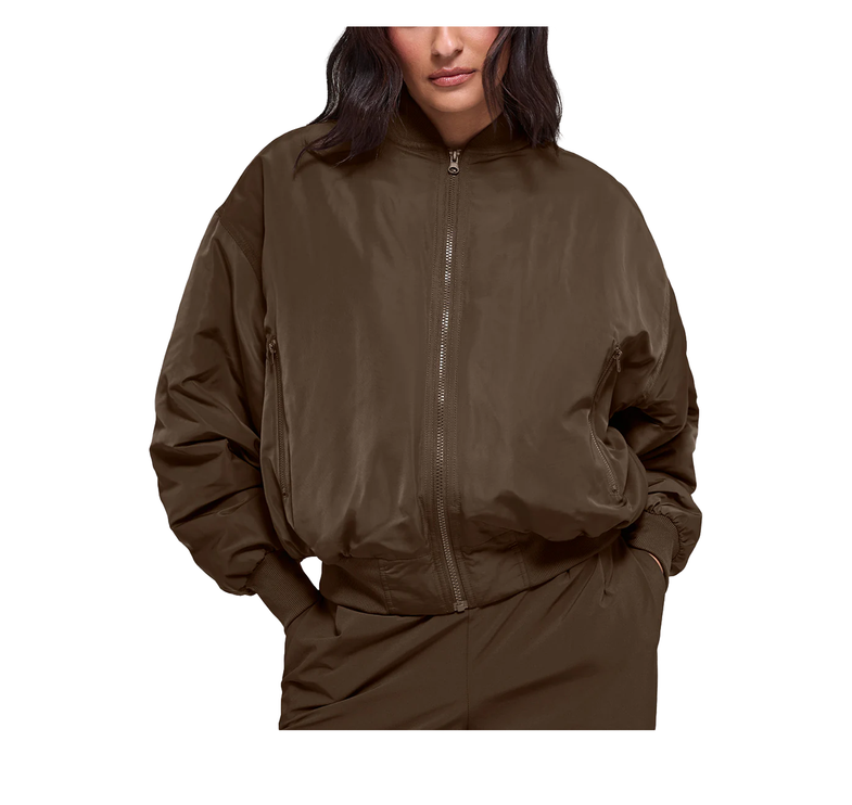 alo Women's Faux Fur Urbanite Bomber Espresso/Ivory