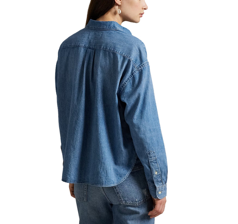 Polo Ralph Lauren Women's Cropped Boxy Denim Shirt Zaia Wash