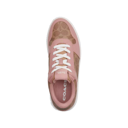 Coach Women's Platform Sneaker In Signature Canvas Khaki/Pink Petal