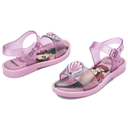 Mini Melissa + Disney Kids Mar Sandal Princess Glitter Pink