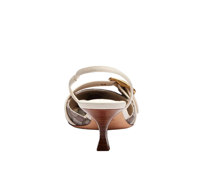 Coach Women's Margot Slingback In Signature Jacquard Oak/Chalk