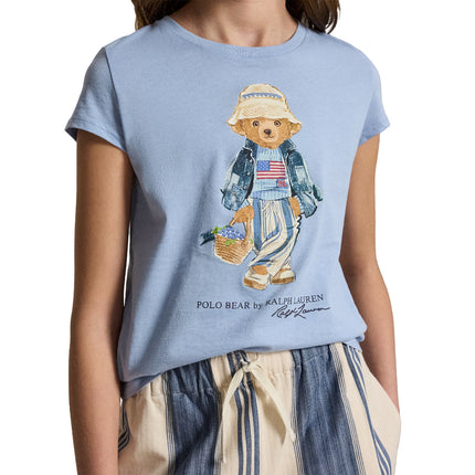 Polo Ralph Lauren Girl's Polo Bear Cotton Jersey Tee Estate Blue