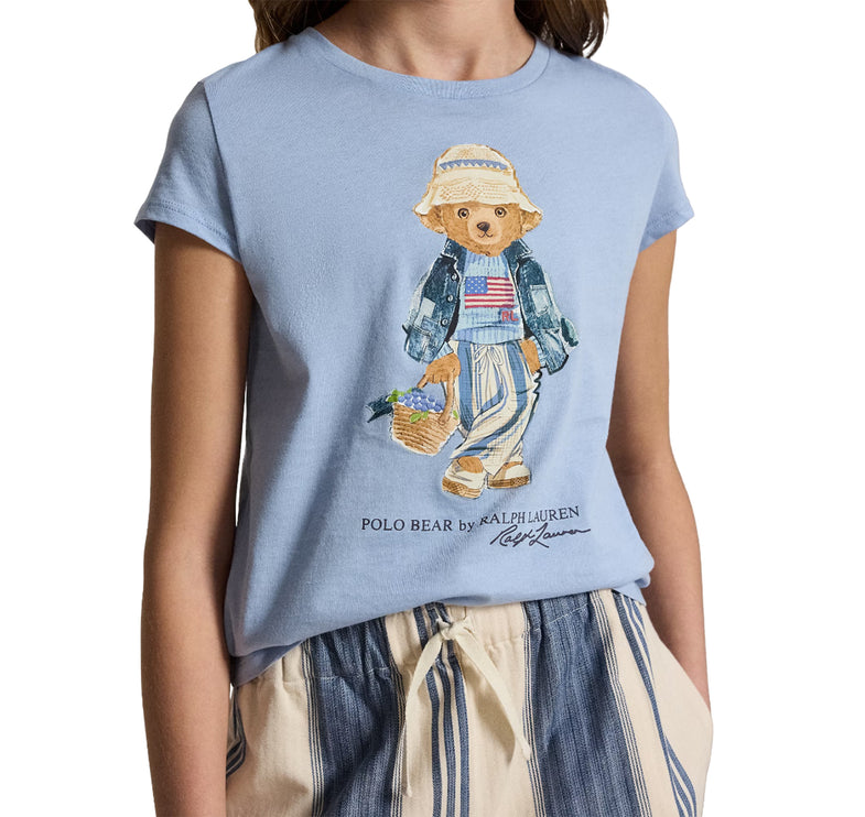 Polo Ralph Lauren Girl's Polo Bear Cotton Jersey Tee Estate Blue