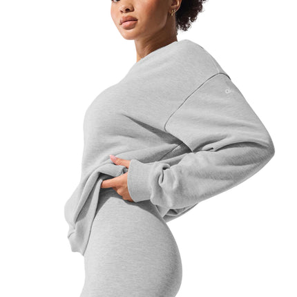 alo Women's Chill Crew Neck Pullover Athletic Heather Grey