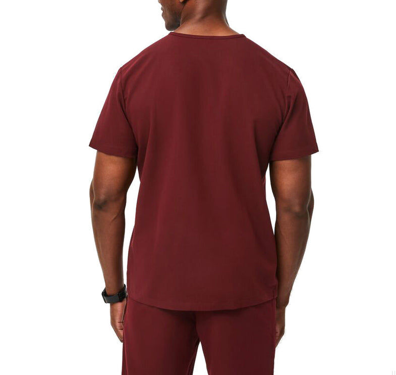 FIGS Men's Leon Three Pocket Scrub Top Burgundy