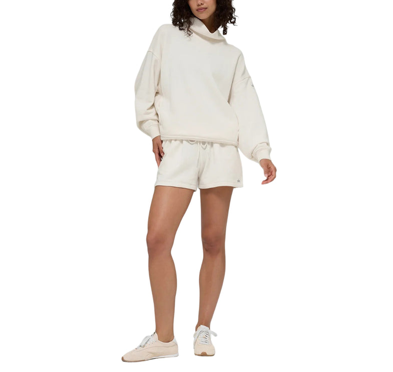 alo Women's Hazy Mock Neck Pullover Ivory