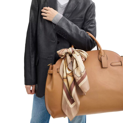 Coach Women's Stacked Tabby Bags Print Silk Square Scarf Tan