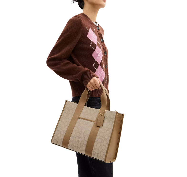Coach Women's Smith Tote Bag In Signature Jacquard Gold/Light Khaki Multi