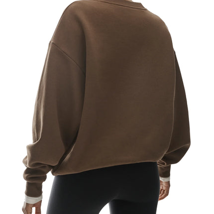 alo Women's Accolade Crew Neck Pullover Java Brown