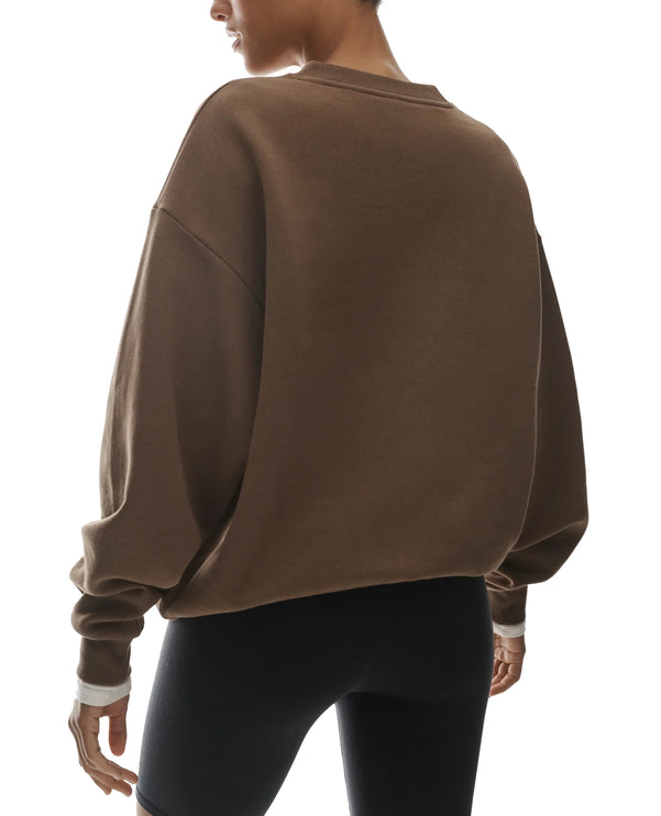alo Women's Accolade Crew Neck Pullover Java Brown