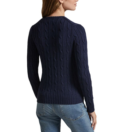 Polo Ralph Lauren Women's Cable-Knit Cotton V-Neck Sweater Hunter Navy