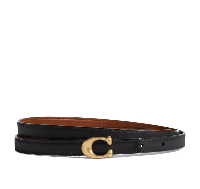 Coach Women's Sculpted Signature Buckle Reversible Belt, 13 Mm Brass/Black Burnished Amber