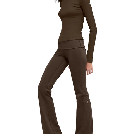 alo Women's Softsculpt Foldover Flare Legging Espresso