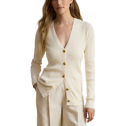 Polo Ralph Lauren Women's Rib-Knit V-Neck Cardigan Mascarpone Cream