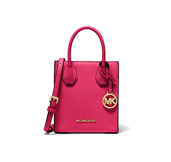 Michael Kors Women's Mercer Extra Small Pebbled Leather Crossbody Bag Electric Pink